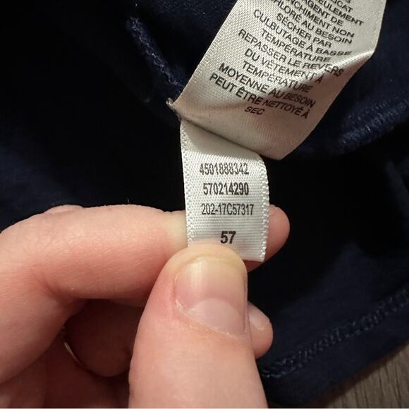 Chico's Navy Blue Red & White Lace Embroidered Sequin 3/4 Sleeve Top Size 2 (M) - Picture 7 of 10